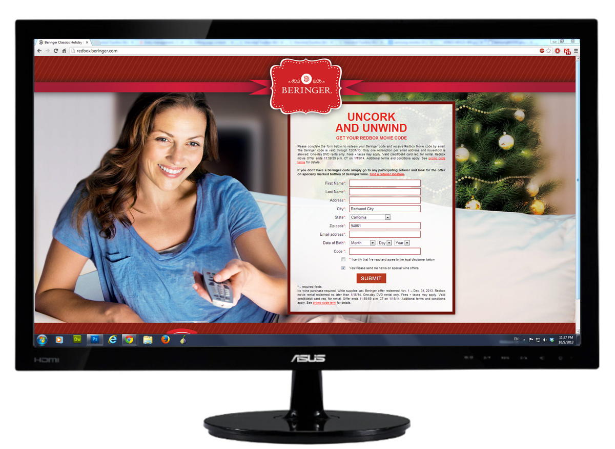 Beringer Redbox Promosite Desktop View